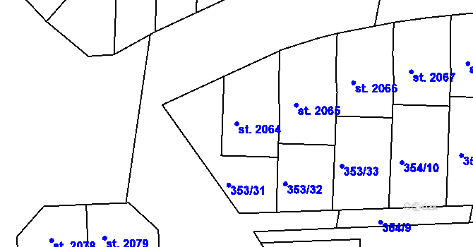 Parcela st. 2064 v KÚ Milevsko, Katastrální mapa