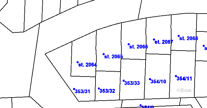 Parcela st. 2065 v KÚ Milevsko, Katastrální mapa