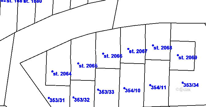 Parcela st. 2066 v KÚ Milevsko, Katastrální mapa