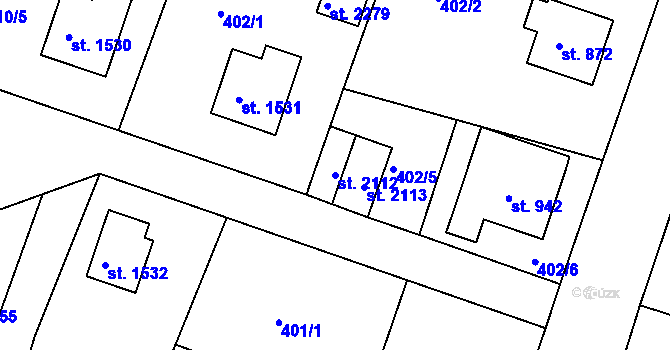 Parcela st. 2112 v KÚ Milevsko, Katastrální mapa