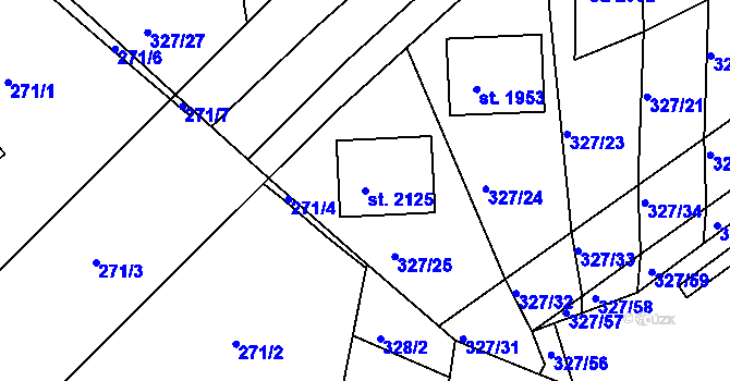 Parcela st. 2125 v KÚ Milevsko, Katastrální mapa