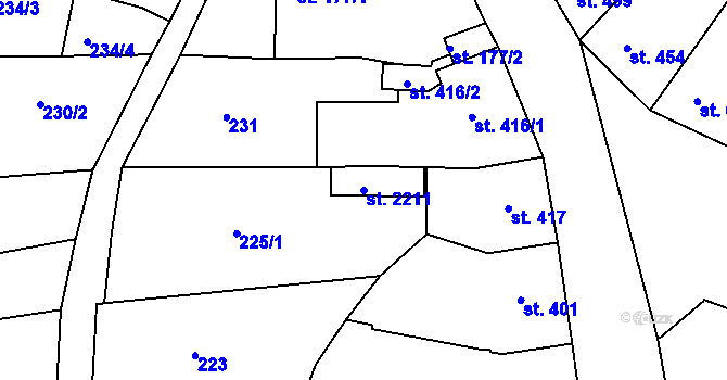 Parcela st. 2211 v KÚ Milevsko, Katastrální mapa