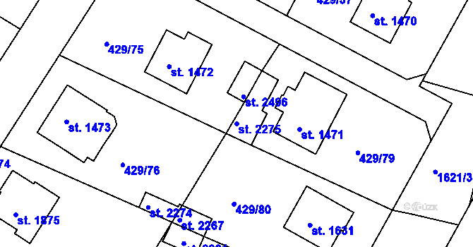 Parcela st. 2275 v KÚ Milevsko, Katastrální mapa