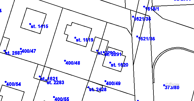 Parcela st. 2290 v KÚ Milevsko, Katastrální mapa
