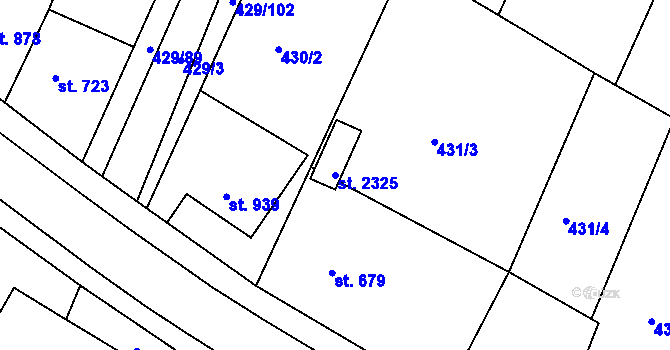 Parcela st. 2325 v KÚ Milevsko, Katastrální mapa