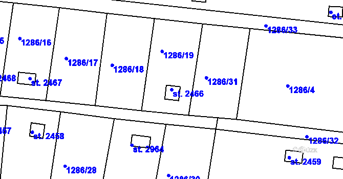 Parcela st. 2466 v KÚ Milevsko, Katastrální mapa
