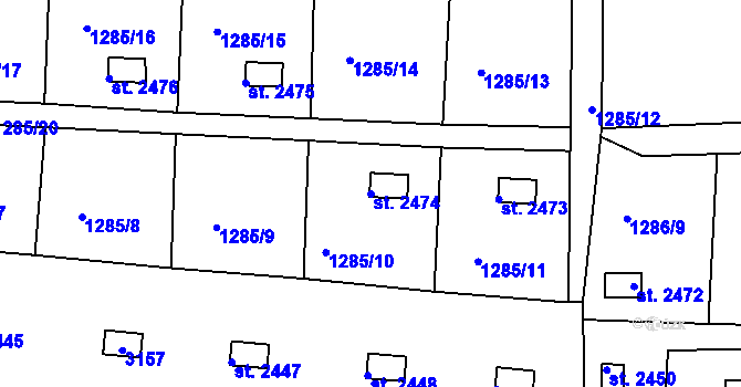 Parcela st. 2474 v KÚ Milevsko, Katastrální mapa