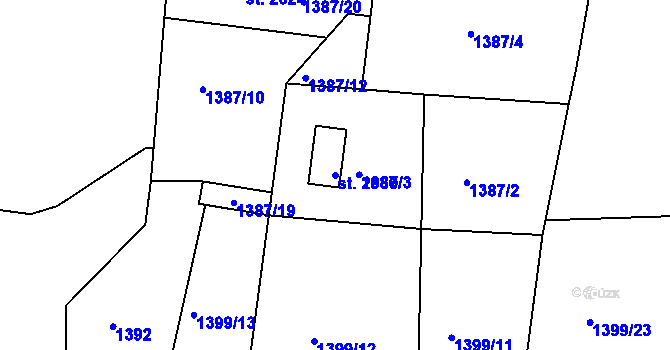 Parcela st. 2950 v KÚ Milevsko, Katastrální mapa