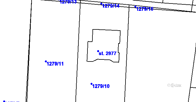 Parcela st. 2977 v KÚ Milevsko, Katastrální mapa