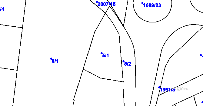 Parcela st. 5/1 v KÚ Milevsko, Katastrální mapa