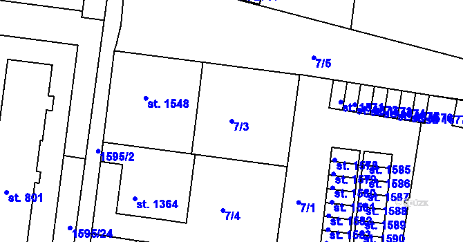 Parcela st. 7/3 v KÚ Milevsko, Katastrální mapa