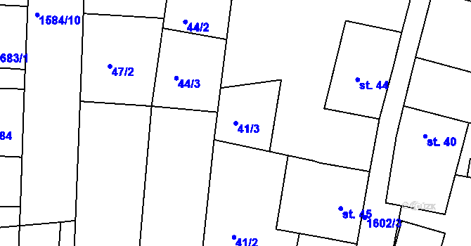 Parcela st. 41/3 v KÚ Milevsko, Katastrální mapa