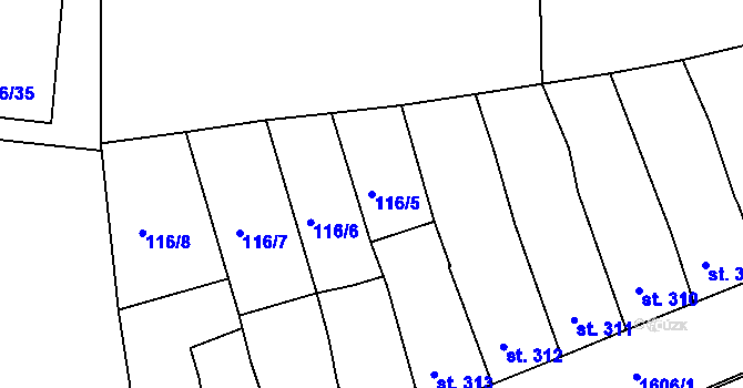 Parcela st. 116/5 v KÚ Milevsko, Katastrální mapa