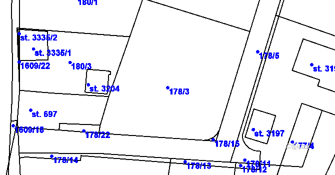 Parcela st. 178/3 v KÚ Milevsko, Katastrální mapa