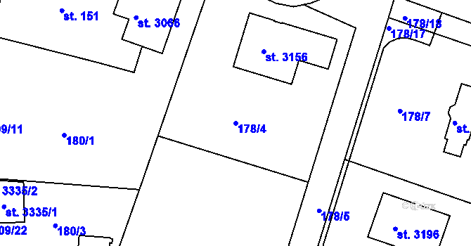Parcela st. 178/4 v KÚ Milevsko, Katastrální mapa
