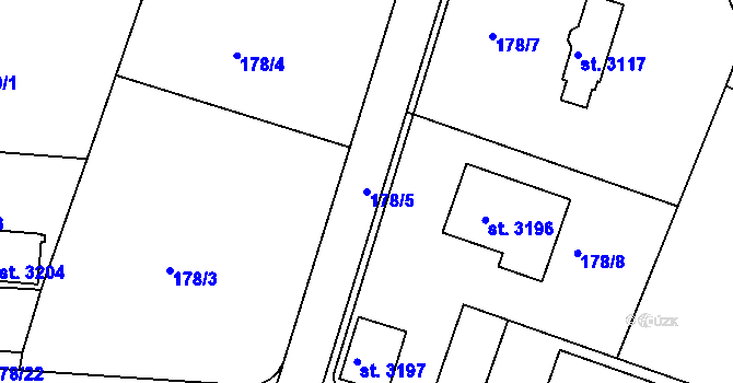 Parcela st. 178/5 v KÚ Milevsko, Katastrální mapa