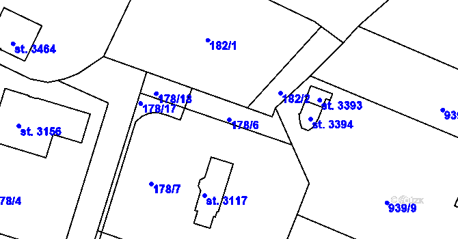 Parcela st. 178/6 v KÚ Milevsko, Katastrální mapa