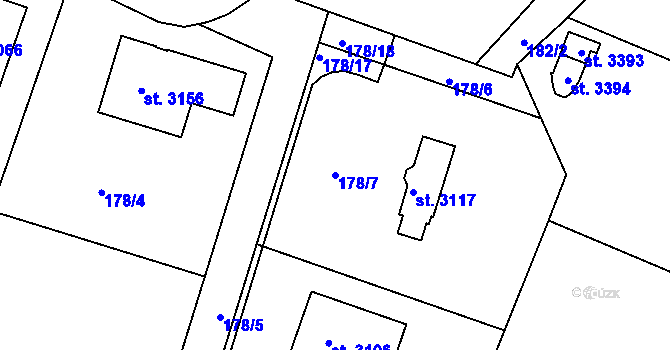 Parcela st. 178/7 v KÚ Milevsko, Katastrální mapa