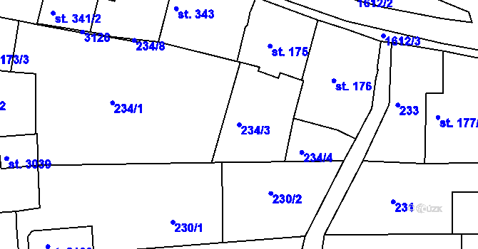 Parcela st. 234/3 v KÚ Milevsko, Katastrální mapa