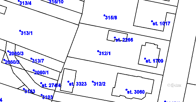 Parcela st. 312/1 v KÚ Milevsko, Katastrální mapa