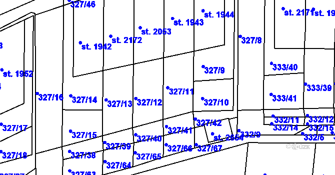 Parcela st. 327/11 v KÚ Milevsko, Katastrální mapa