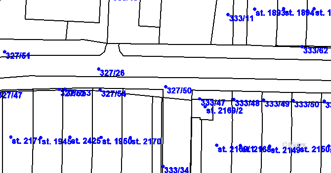 Parcela st. 327/50 v KÚ Milevsko, Katastrální mapa