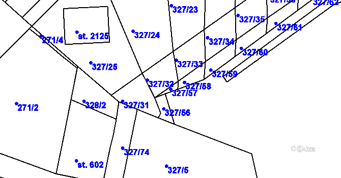 Parcela st. 327/57 v KÚ Milevsko, Katastrální mapa