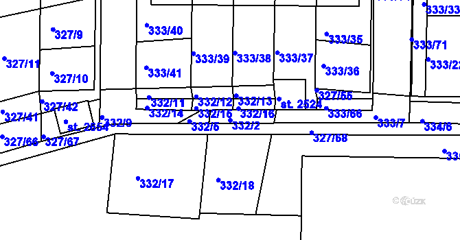 Parcela st. 332/2 v KÚ Milevsko, Katastrální mapa