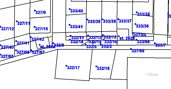 Parcela st. 332/5 v KÚ Milevsko, Katastrální mapa