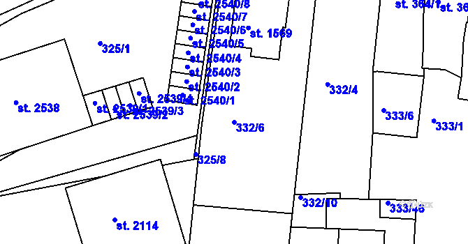 Parcela st. 332/6 v KÚ Milevsko, Katastrální mapa