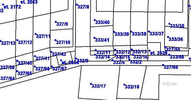 Parcela st. 332/11 v KÚ Milevsko, Katastrální mapa