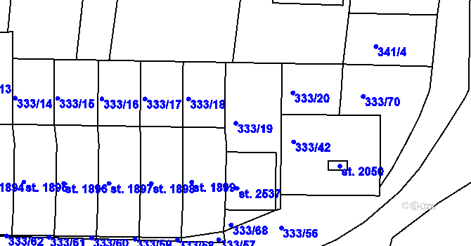 Parcela st. 333/19 v KÚ Milevsko, Katastrální mapa
