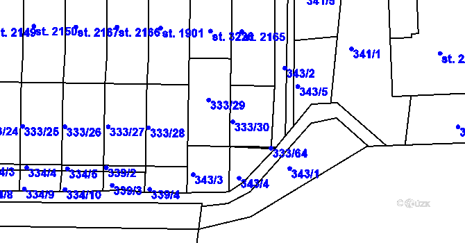Parcela st. 333/30 v KÚ Milevsko, Katastrální mapa