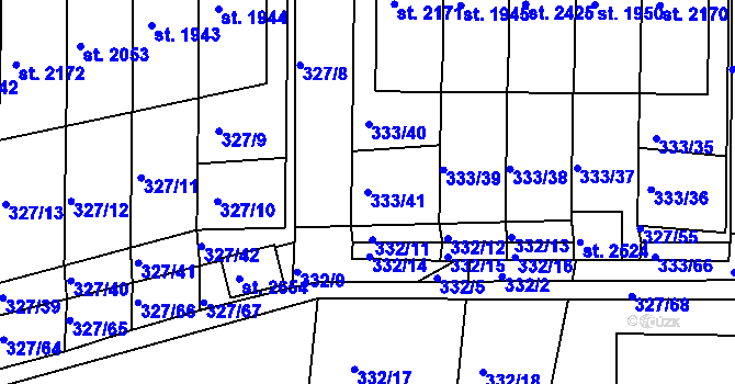 Parcela st. 333/41 v KÚ Milevsko, Katastrální mapa