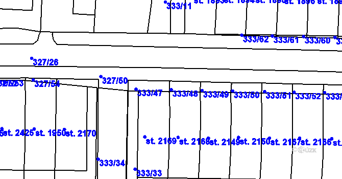 Parcela st. 333/48 v KÚ Milevsko, Katastrální mapa
