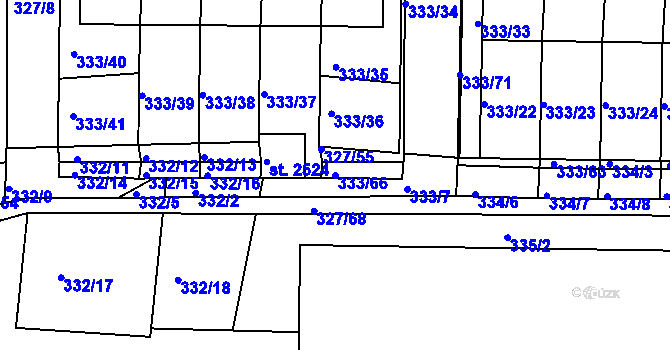 Parcela st. 333/66 v KÚ Milevsko, Katastrální mapa
