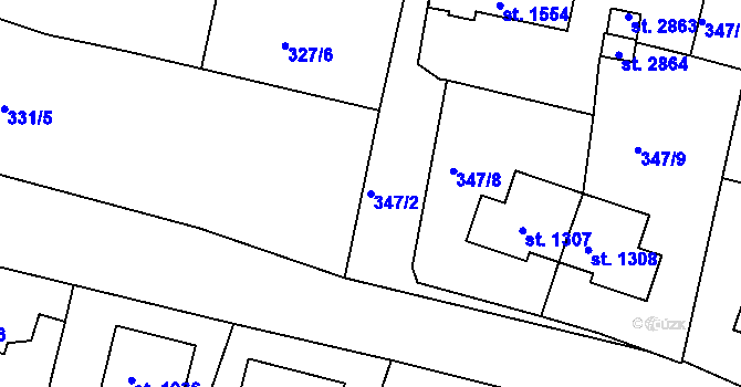 Parcela st. 347/2 v KÚ Milevsko, Katastrální mapa