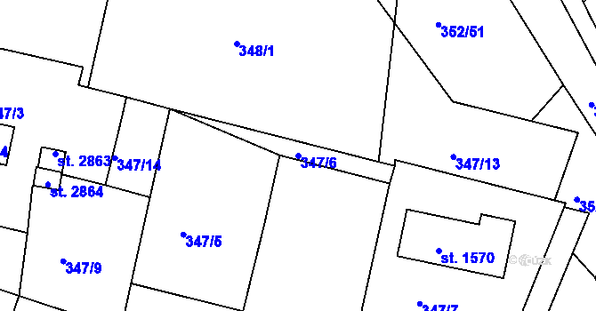 Parcela st. 347/6 v KÚ Milevsko, Katastrální mapa