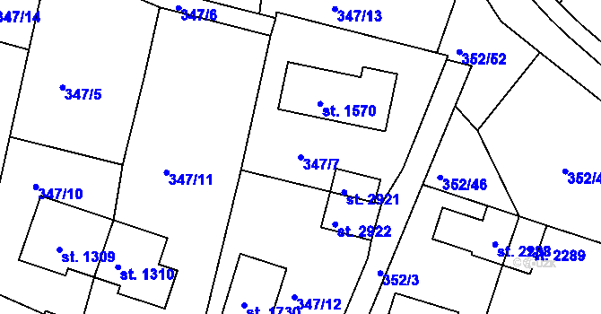 Parcela st. 347/7 v KÚ Milevsko, Katastrální mapa