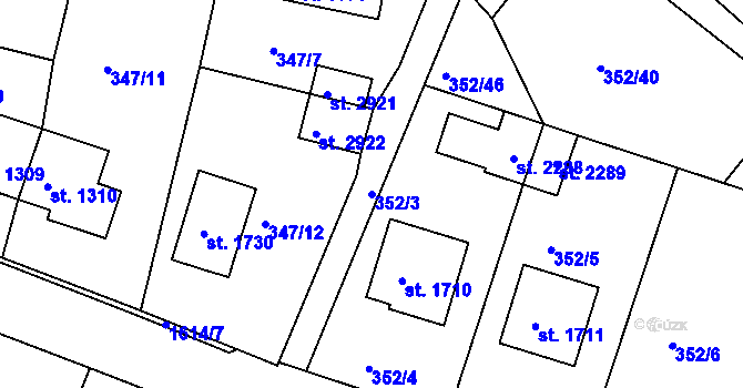 Parcela st. 352/3 v KÚ Milevsko, Katastrální mapa