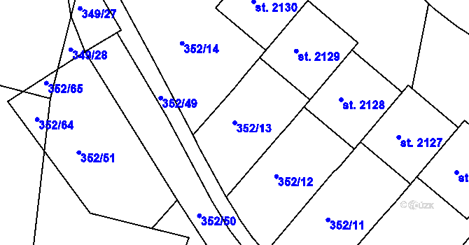 Parcela st. 352/13 v KÚ Milevsko, Katastrální mapa