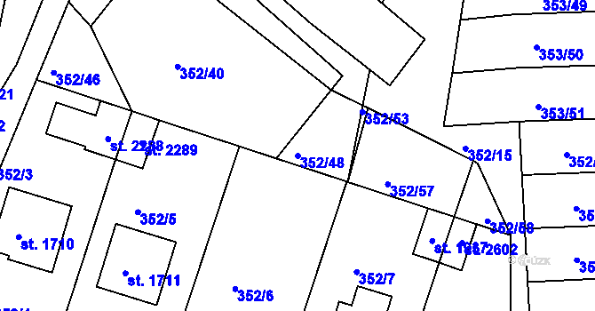 Parcela st. 352/48 v KÚ Milevsko, Katastrální mapa