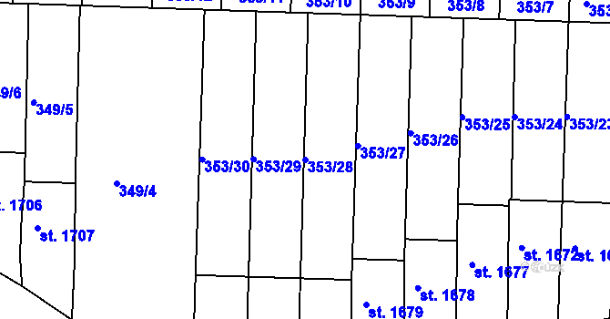 Parcela st. 353/28 v KÚ Milevsko, Katastrální mapa