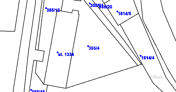 Parcela st. 355/4 v KÚ Milevsko, Katastrální mapa