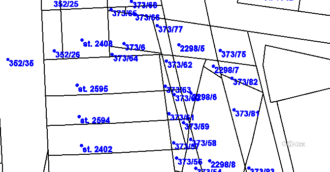 Parcela st. 373/63 v KÚ Milevsko, Katastrální mapa