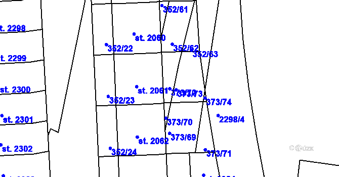 Parcela st. 373/72 v KÚ Milevsko, Katastrální mapa