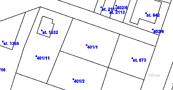 Parcela st. 401/1 v KÚ Milevsko, Katastrální mapa