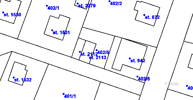 Parcela st. 402/5 v KÚ Milevsko, Katastrální mapa