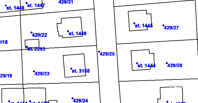 Parcela st. 429/25 v KÚ Milevsko, Katastrální mapa