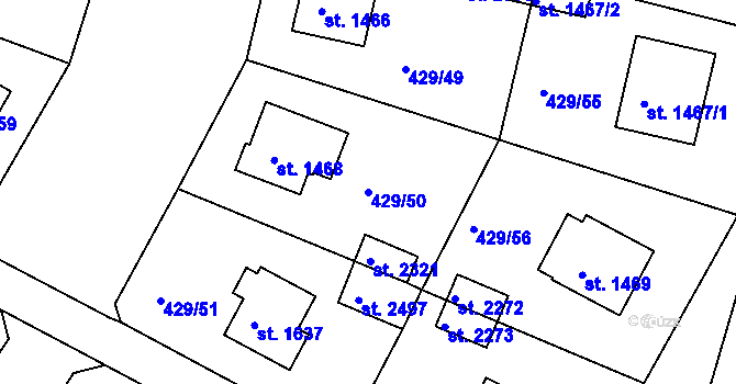 Parcela st. 429/50 v KÚ Milevsko, Katastrální mapa